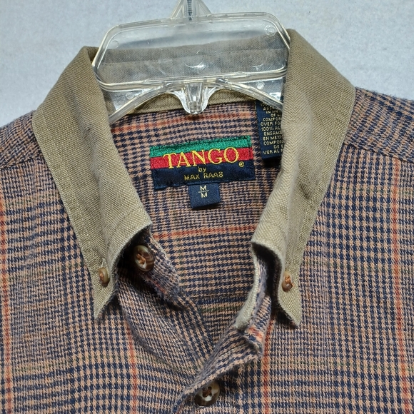 Tango by Max Raab flannel plaid shirt long sleeve Sz M - Picture 7 of 9
